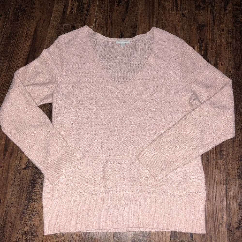 EUC New York & Company Pink Metallic Sweater LG